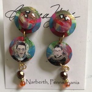 Ruth Ginsburg Barbara Yalof hand painted earrings